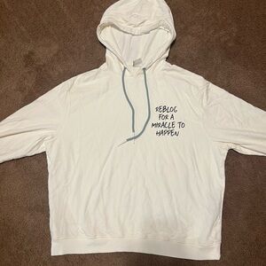 Zara White Hoodie with Graphic Text
